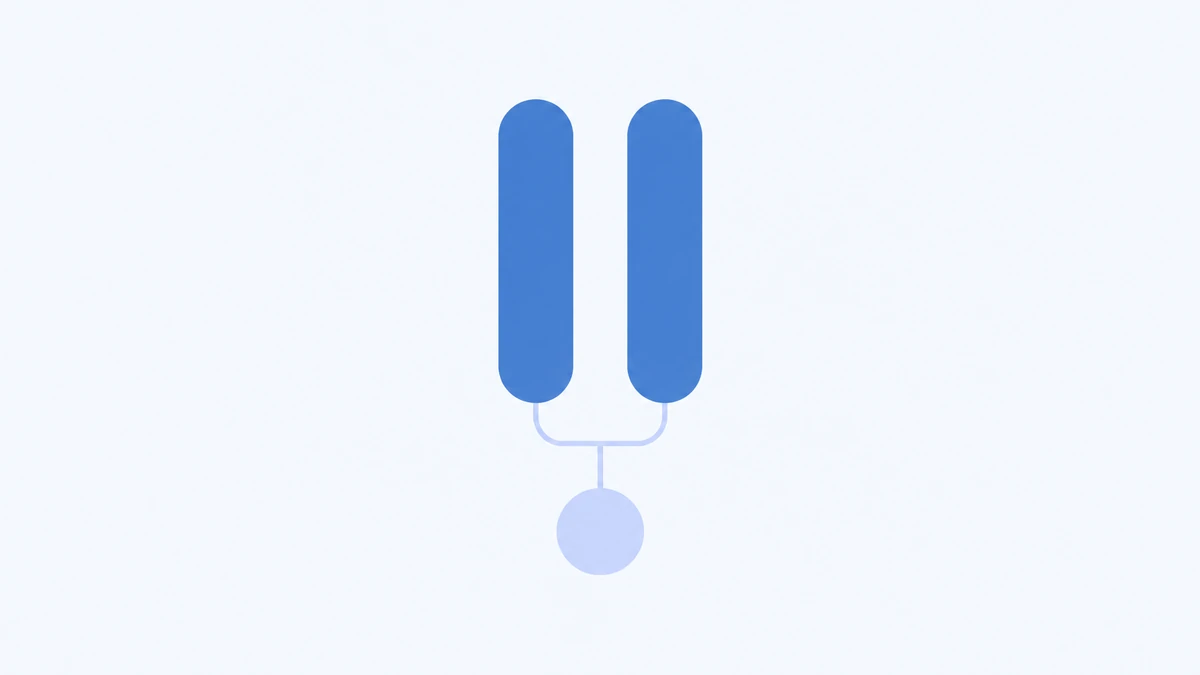 Two slim rounded bars side by side above one small disc, joined by a faint line